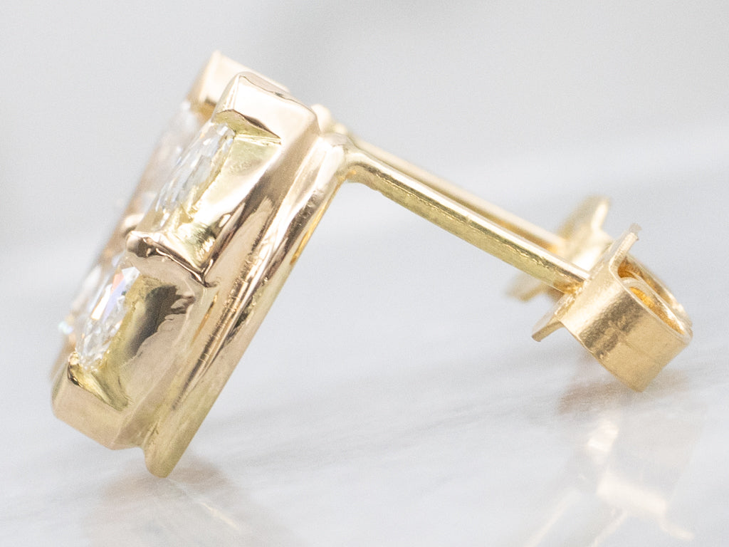 Marquise-Cut Diamond Gold Stud Earrings
