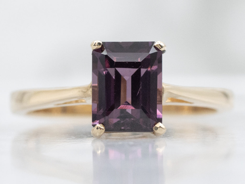 Emerald-Cut Purple Spinel Gold Solitaire Ring