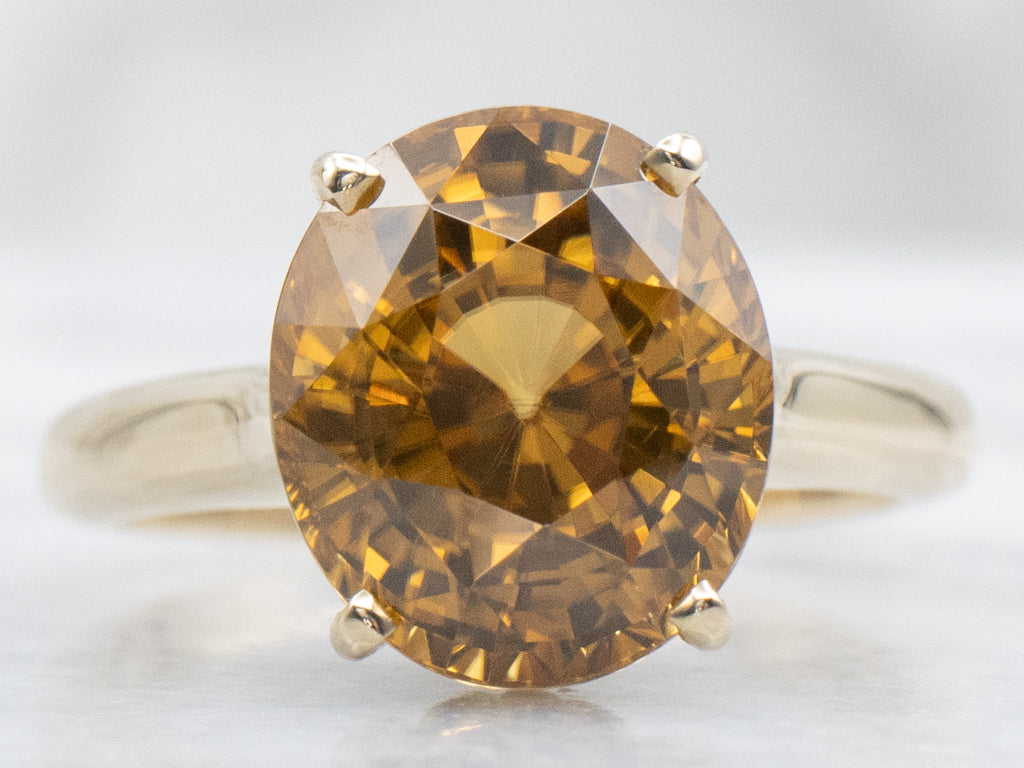 Golden Zircon Yellow Gold Solitaire Ring