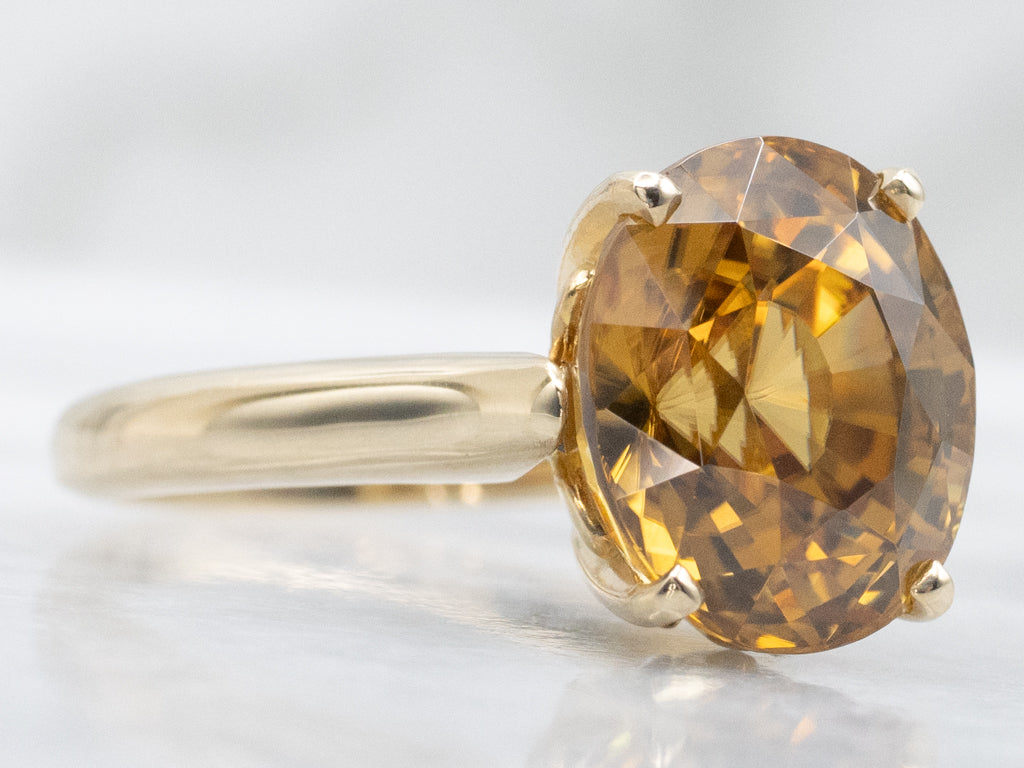 Golden Zircon Yellow Gold Solitaire Ring
