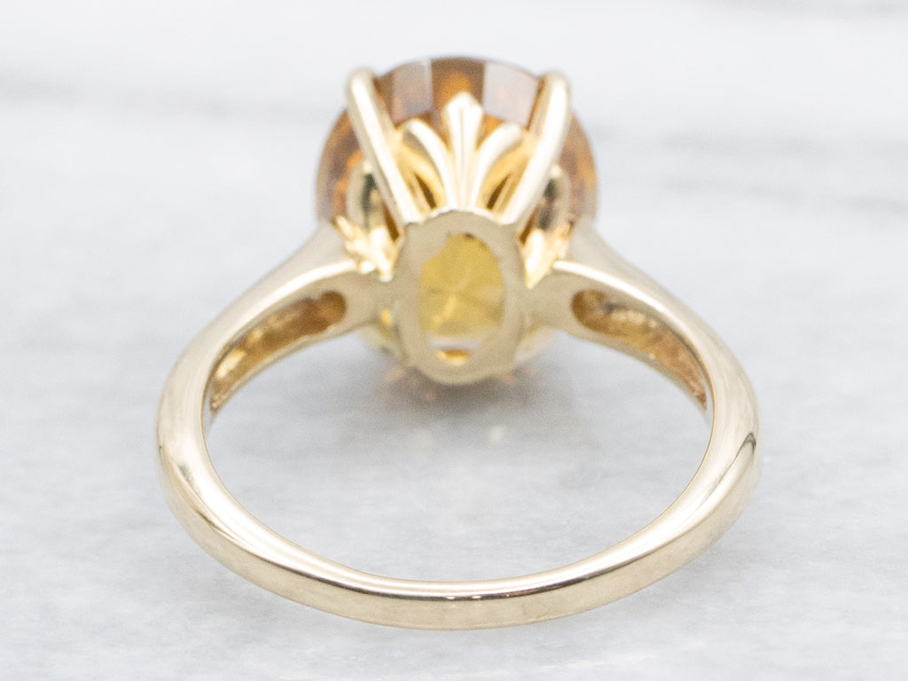 Golden Zircon Yellow Gold Solitaire Ring