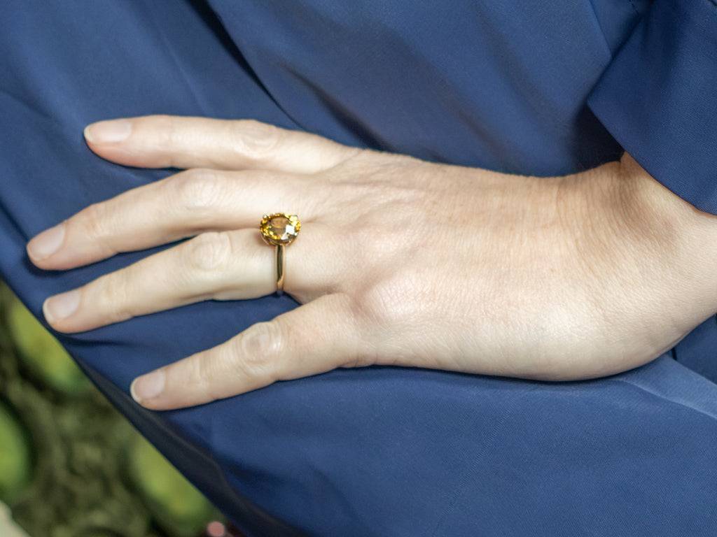 Golden Zircon Yellow Gold Solitaire Ring