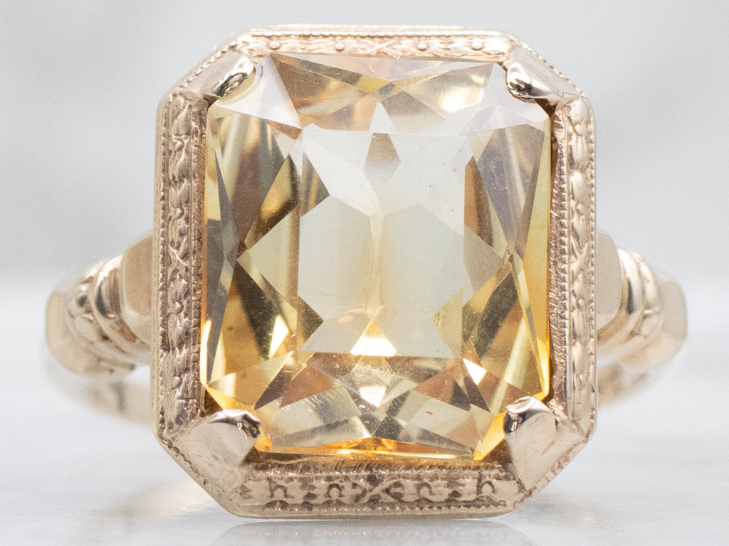 Vintage Gold Synthetic Sapphire Solitaire Ring