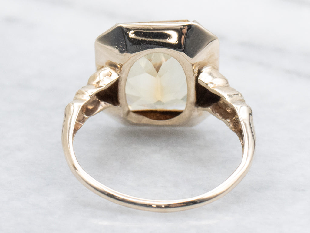 Vintage Gold Synthetic Sapphire Solitaire Ring