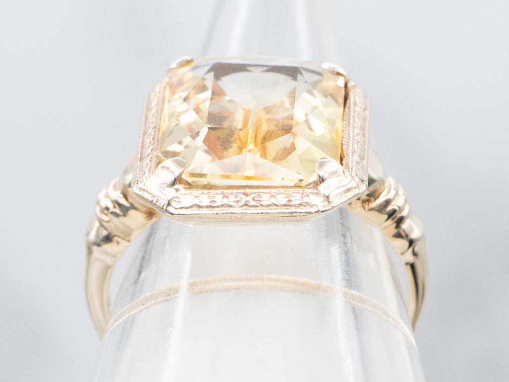 Vintage Gold Synthetic Sapphire Solitaire Ring
