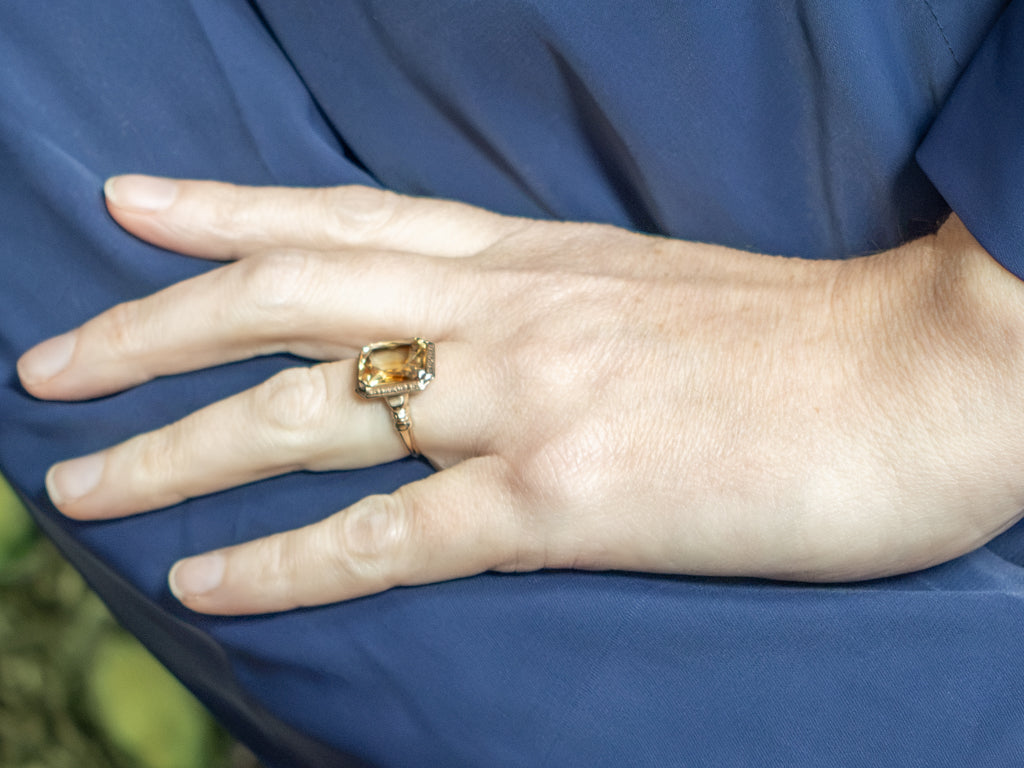 Vintage Gold Synthetic Sapphire Solitaire Ring