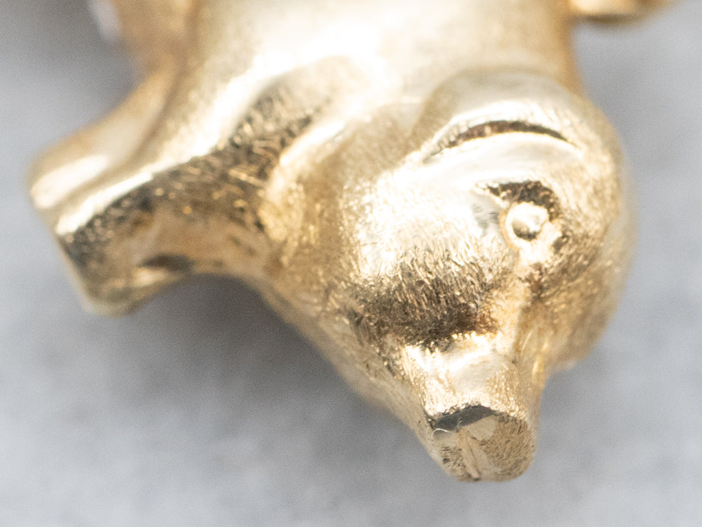 Yellow Gold Puffy Pig Charm Pendant