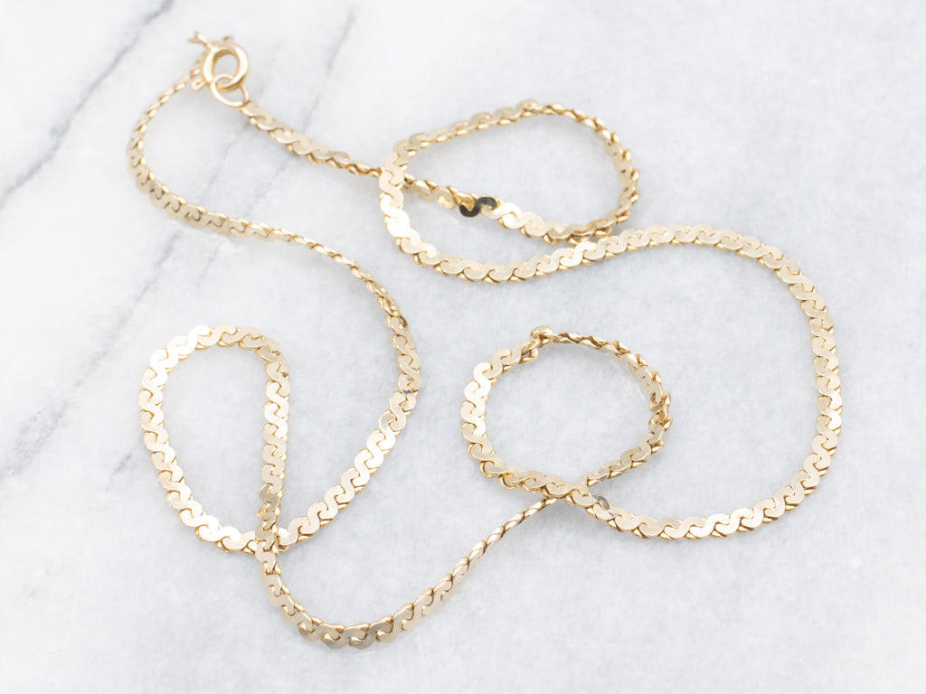 Yellow Gold Flat Serpentine Chain