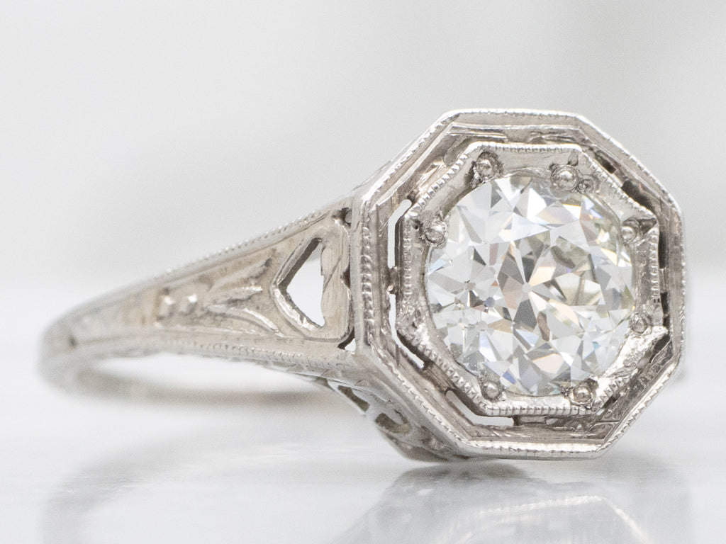 Platinum 1920s Old European Cut Diamond Solitaire Engagement Ring