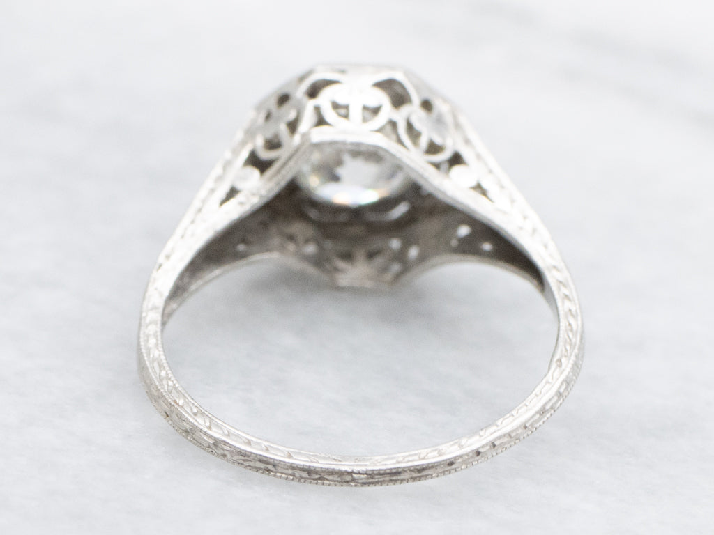Platinum 1920s Old European Cut Diamond Solitaire Engagement Ring