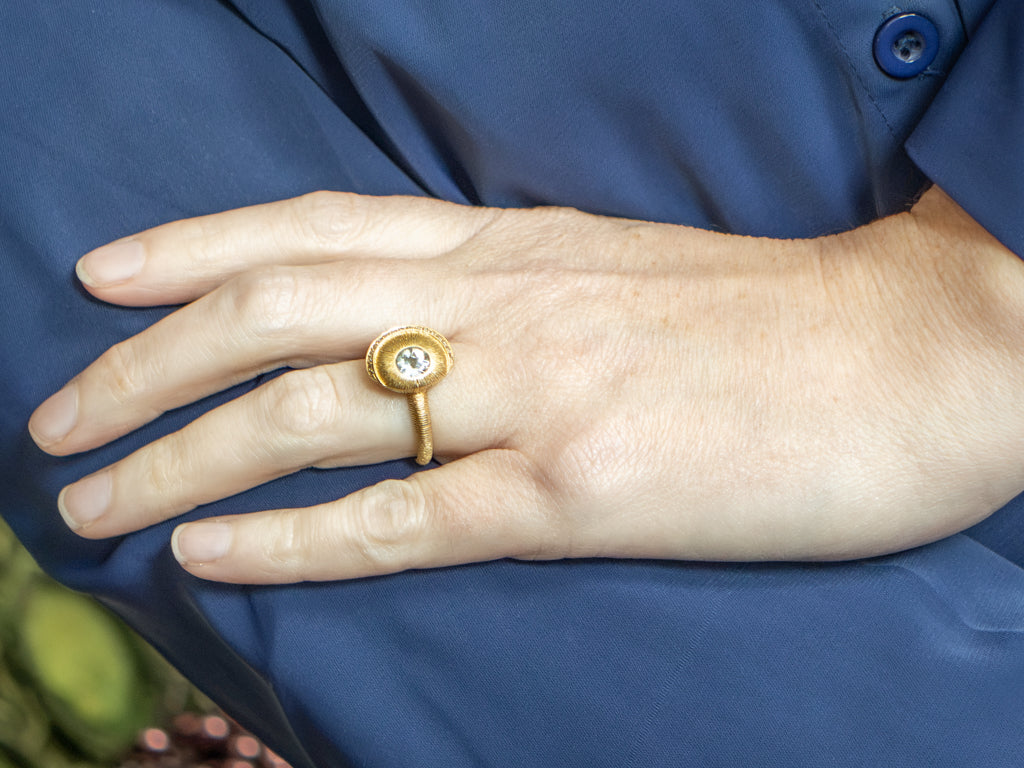 Vintage 18-Karat Gold Aquamarine and Diamond Evil Eye Ring