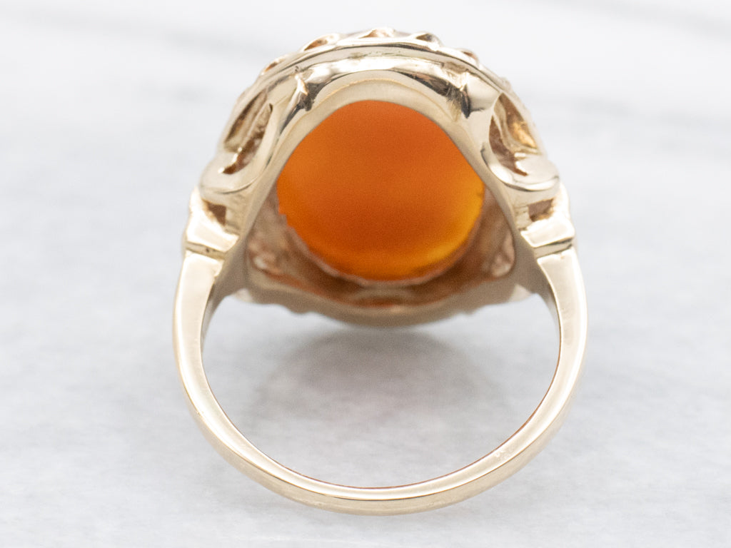 Vintage Cameo Ring with Twisting Frame