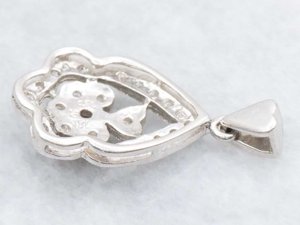 White Gold Diamond Encrusted Sweetheart Pendant
