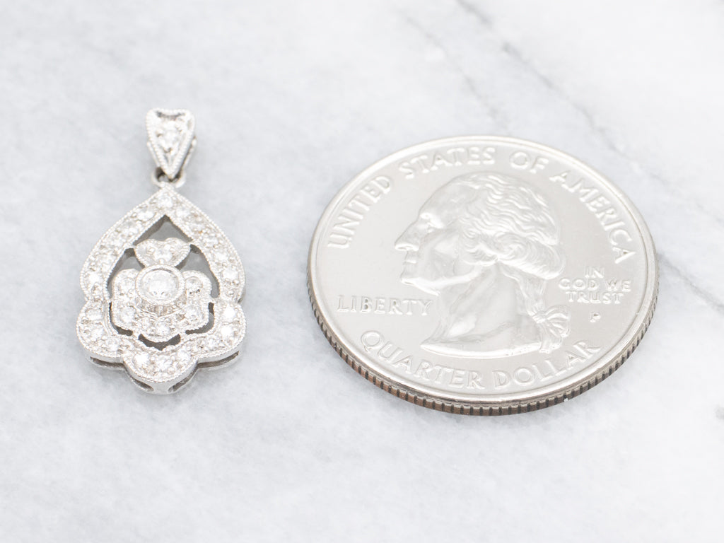 White Gold Diamond Encrusted Sweetheart Pendant