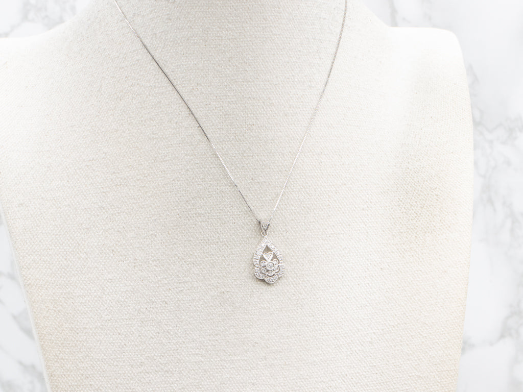 White Gold Diamond Encrusted Sweetheart Pendant