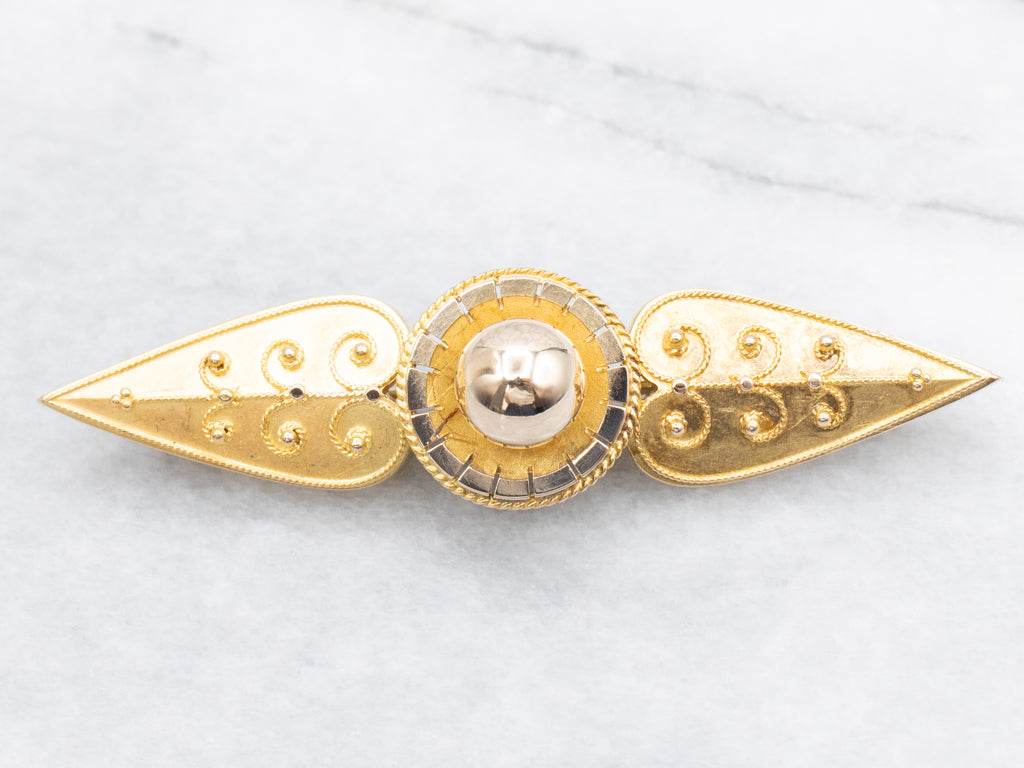 Antique Bloomed Gold Etruscan Revival Brooch