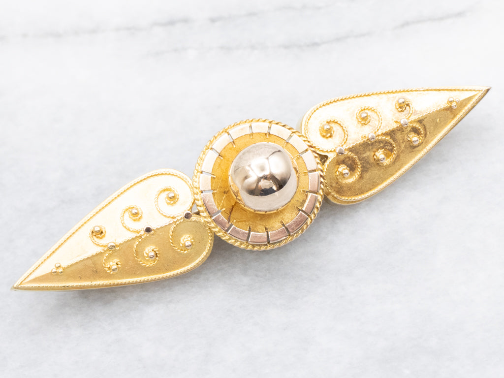 Antique Bloomed Gold Etruscan Revival Brooch