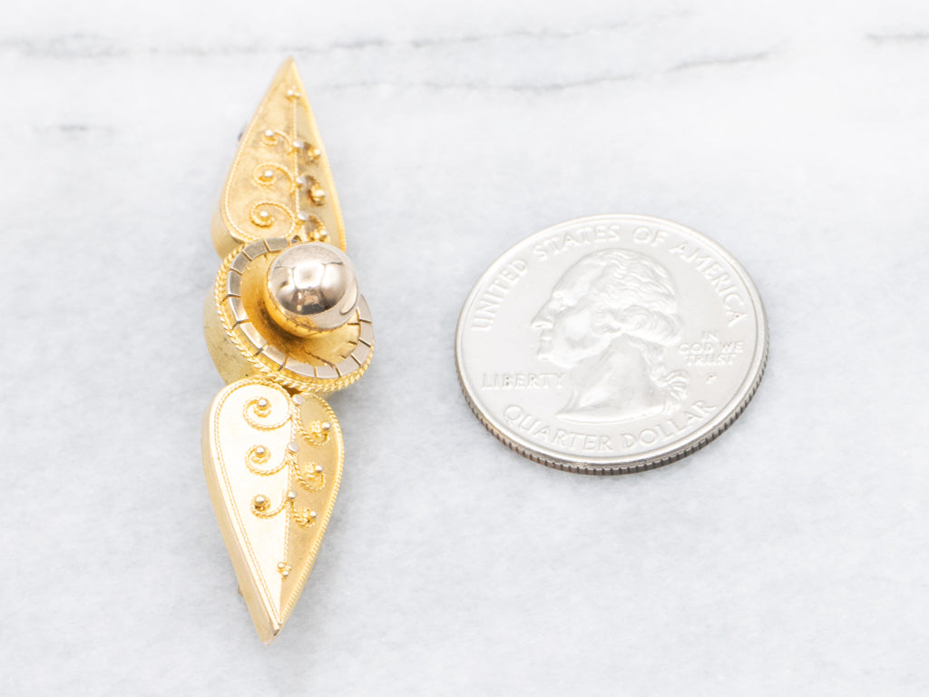 Antique Bloomed Gold Etruscan Revival Brooch