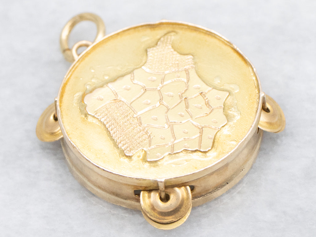 Vintage 18-Karat Gold Tambourine Charm Pendant