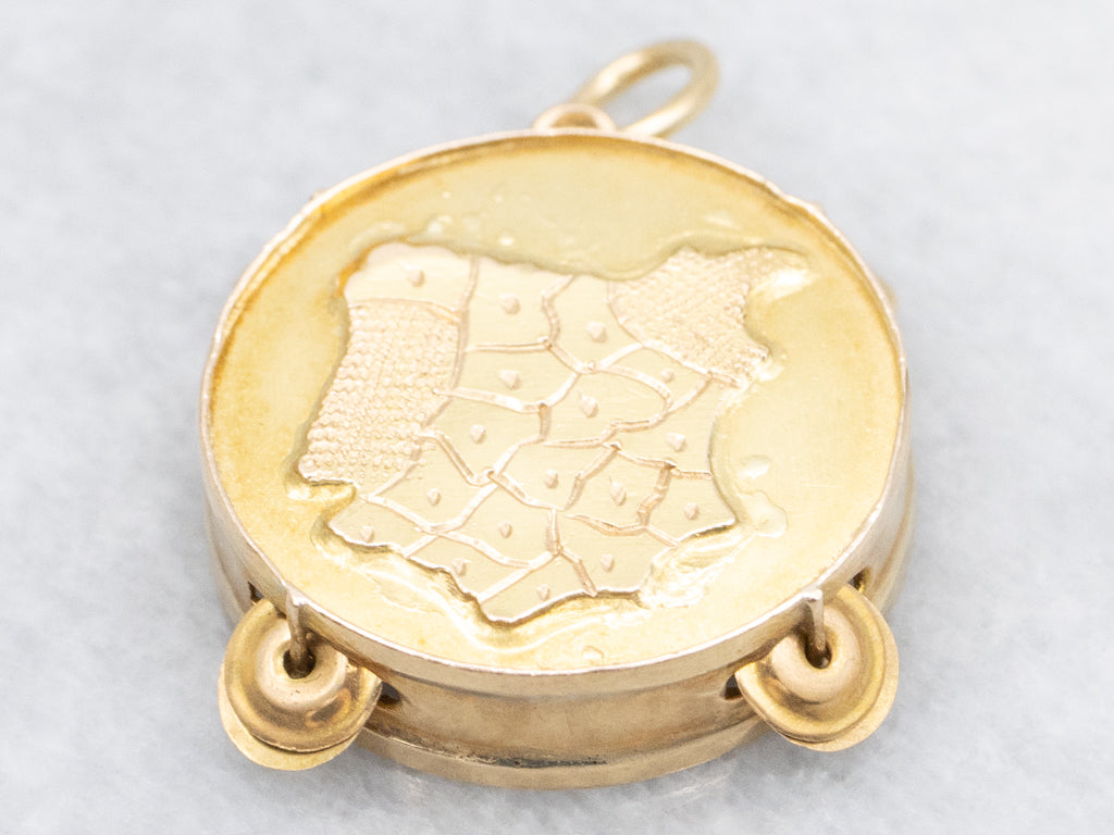 Vintage 18-Karat Gold Tambourine Charm Pendant