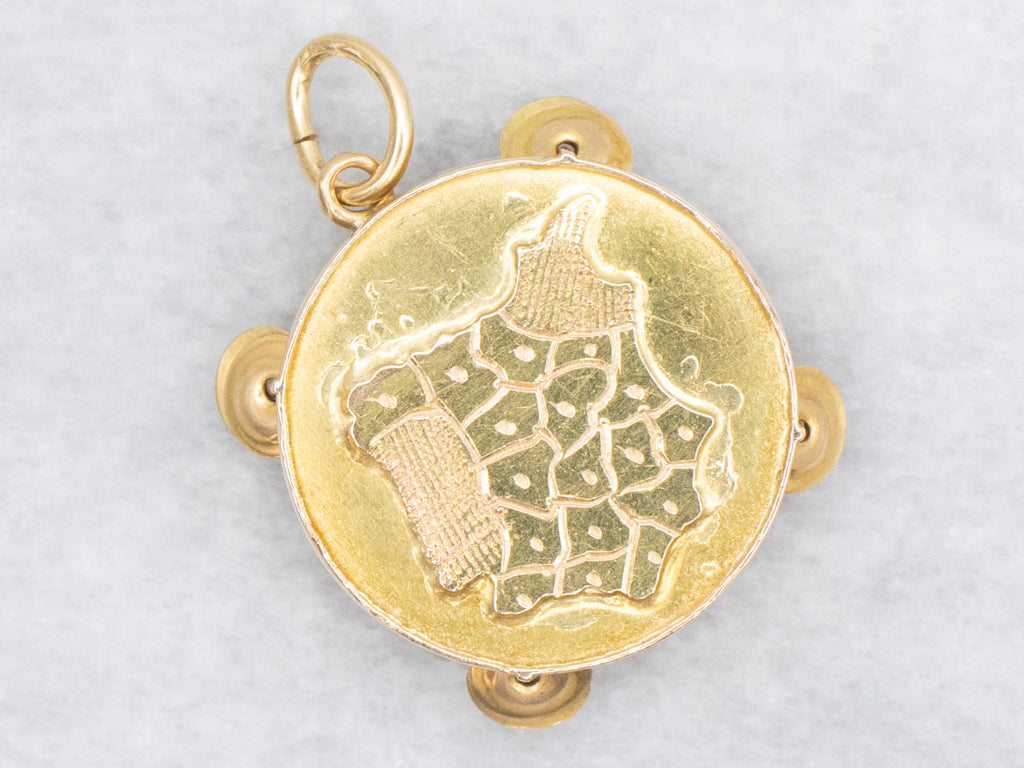 Vintage 18-Karat Gold Tambourine Charm Pendant