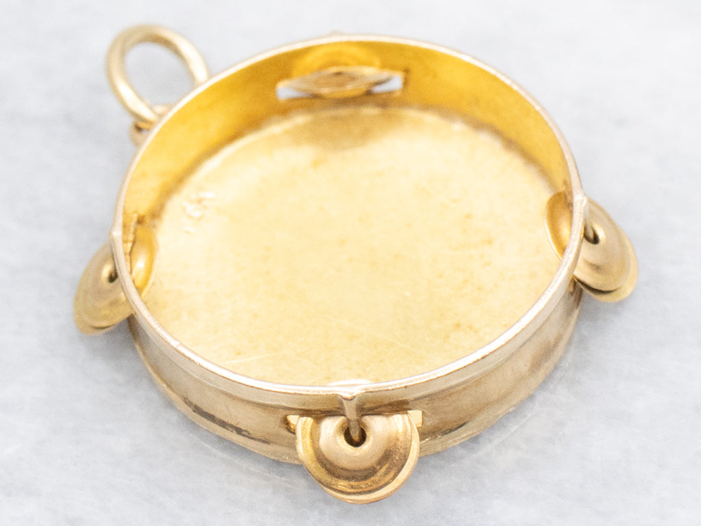 Vintage 18-Karat Gold Tambourine Charm Pendant
