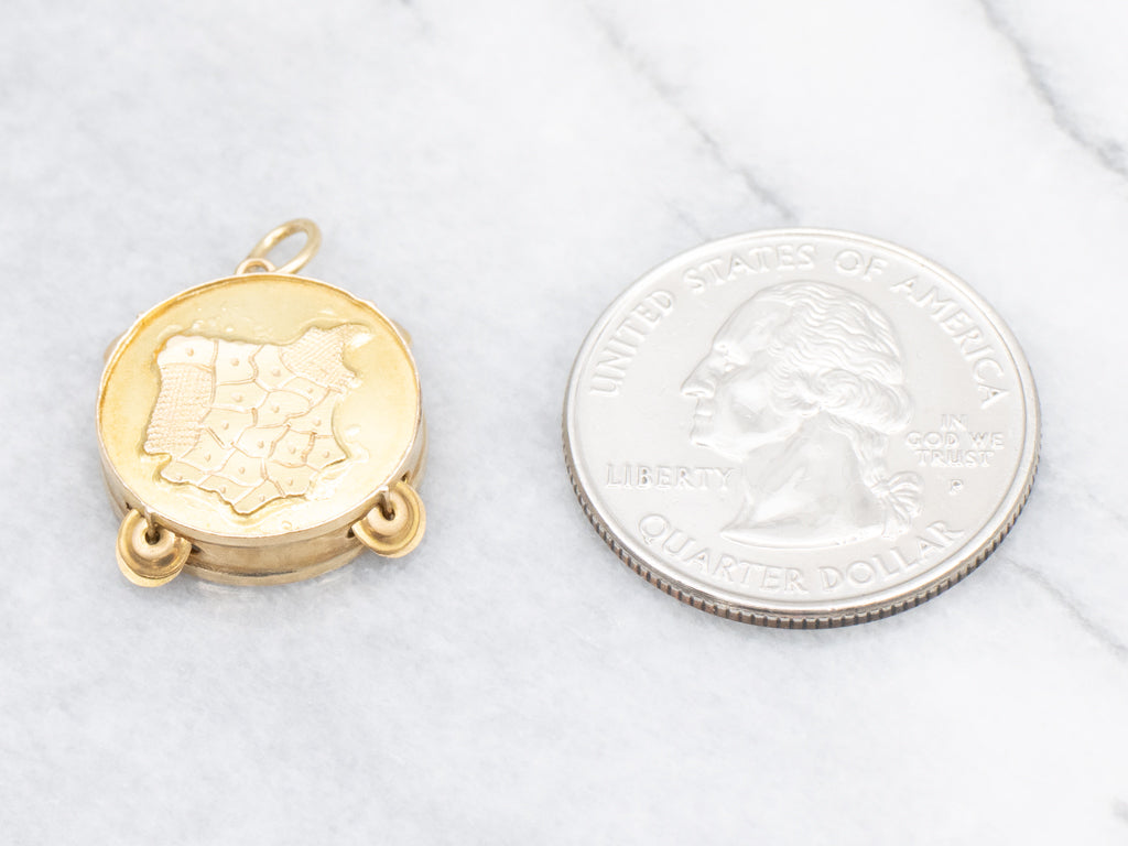 Vintage 18-Karat Gold Tambourine Charm Pendant