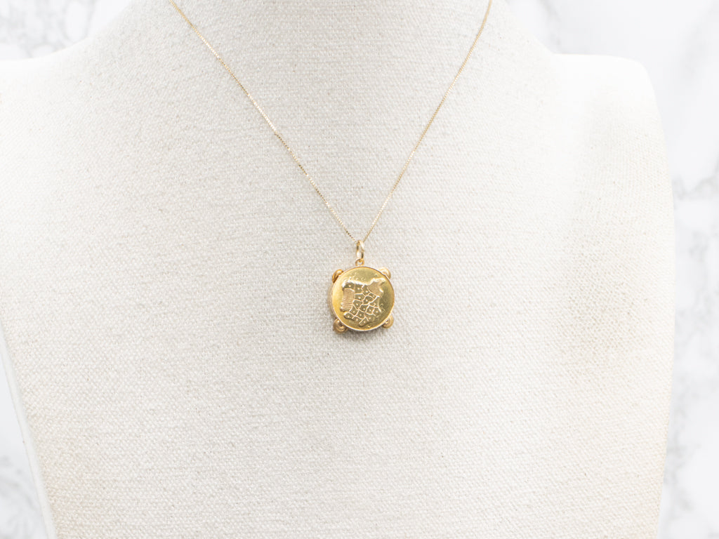 Vintage 18-Karat Gold Tambourine Charm Pendant