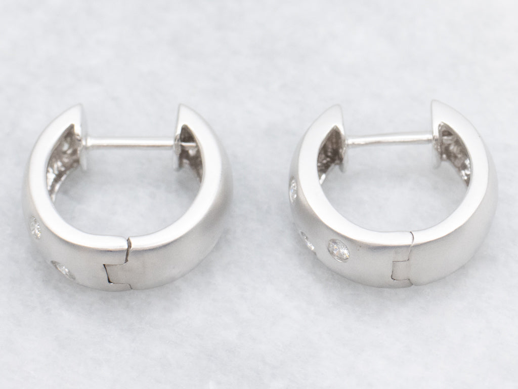 Etoile Diamond Matte Finished White Gold Hoop Earrings