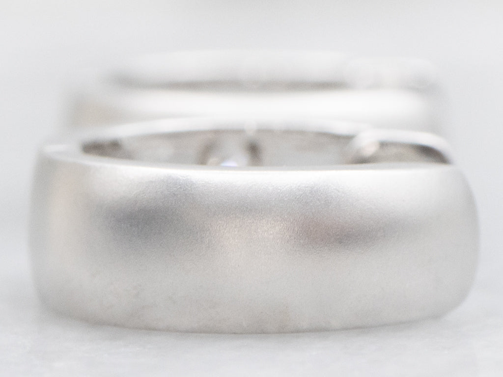 Etoile Diamond Matte Finished White Gold Hoop Earrings