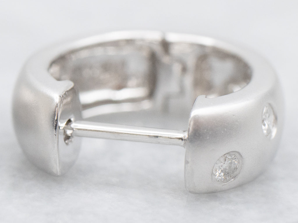 Etoile Diamond Matte Finished White Gold Hoop Earrings