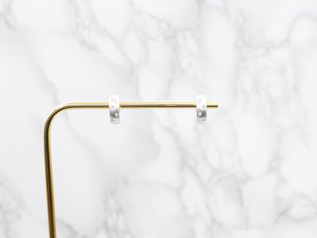 Etoile Diamond Matte Finished White Gold Hoop Earrings