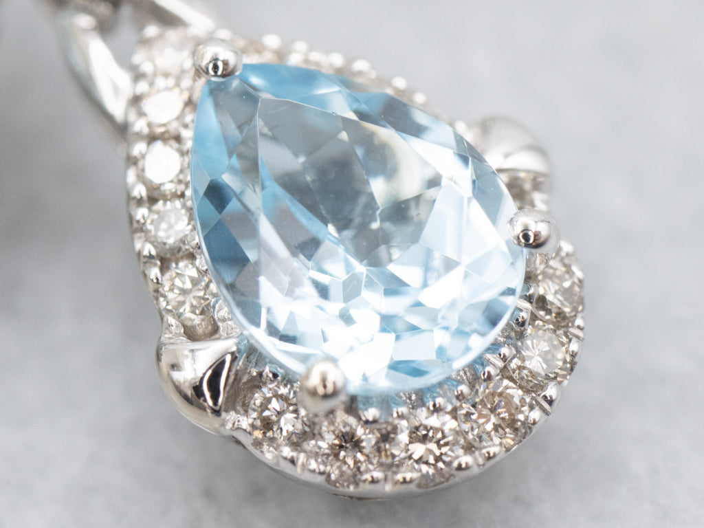 Teardrop Topaz and Champagne Diamond Drop Earrings