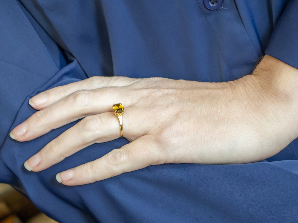 East-to-West Mali Set Mali Garnet and Gold Solitaire Ring