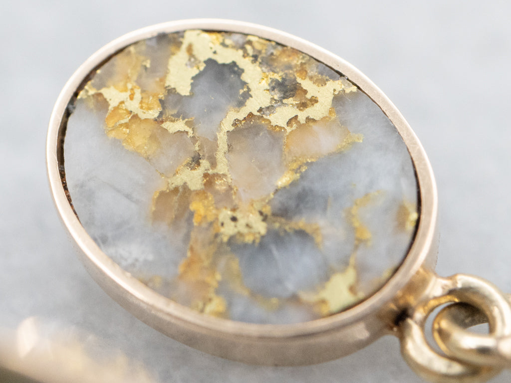 Yellow Gold Bezel-Set Golden Quartz Cabochon Drop Earrings