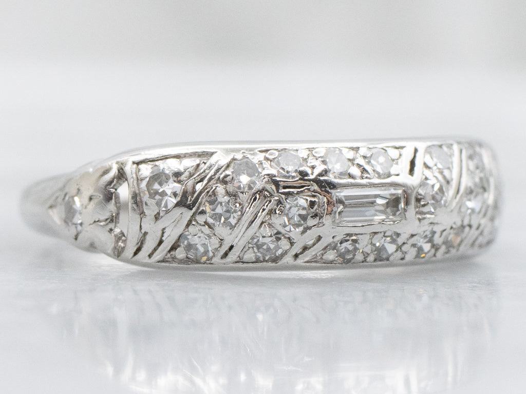 Vintage Platinum Mix-Cut Diamond Band