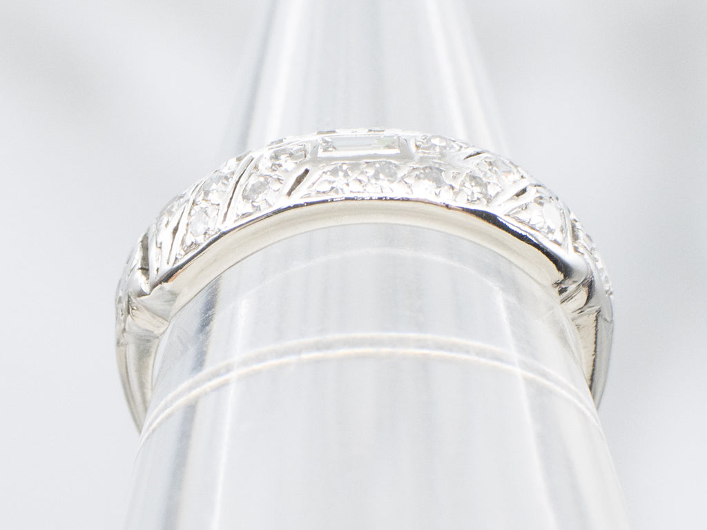 Vintage Platinum Mix-Cut Diamond Band