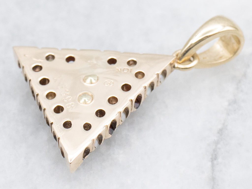 Antique Seed Pearl and Garnet Gold Triangle Stickpin Conversion Pendant