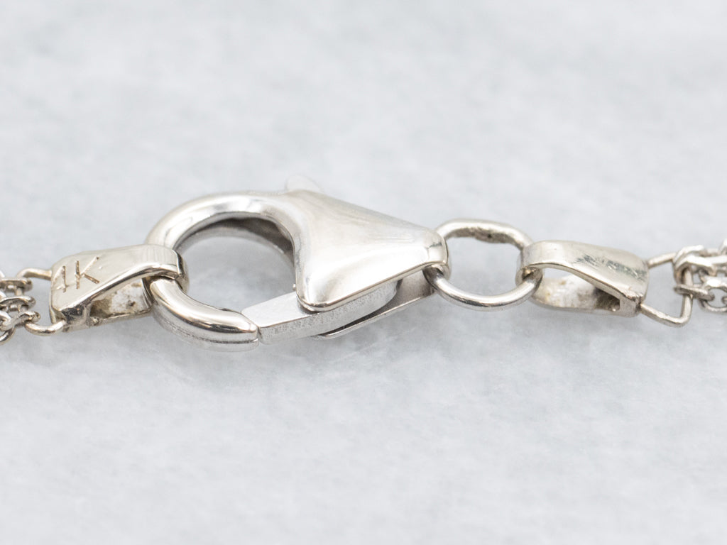 Triple Strand Bezel-Set Diamond Cable-Link Station Chain