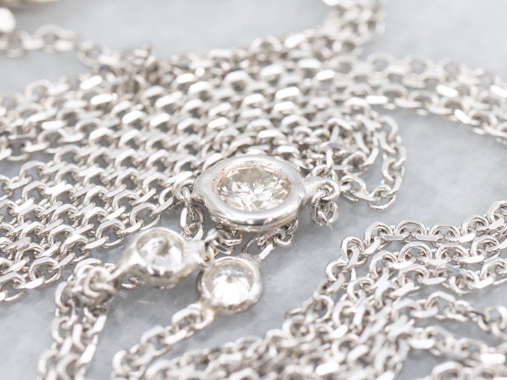 Triple Strand Bezel-Set Diamond Cable-Link Station Chain