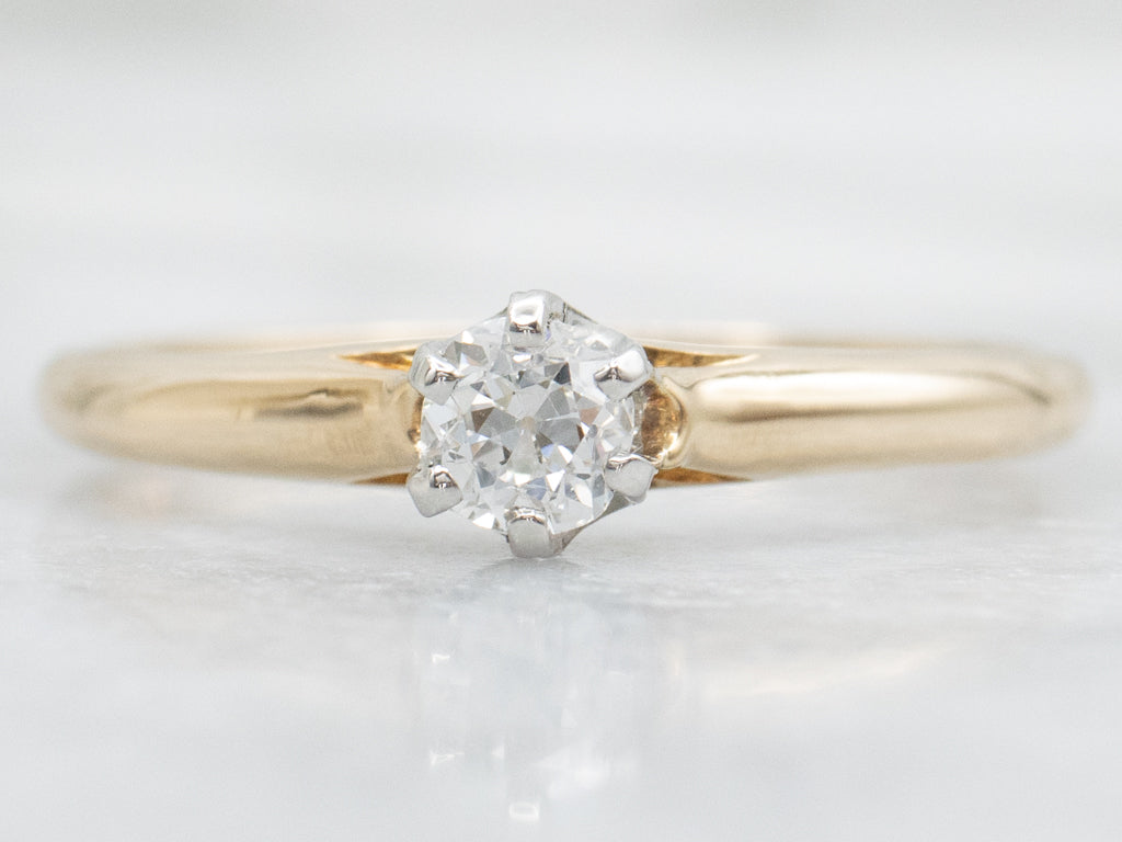 Antique 1909 Old Mine Cut Diamond Gold Engagement Ring