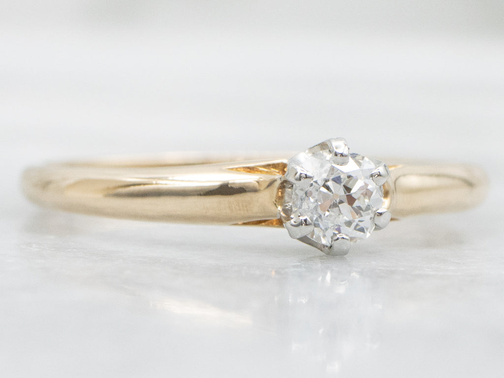 Antique 1909 Old Mine Cut Diamond Gold Engagement Ring