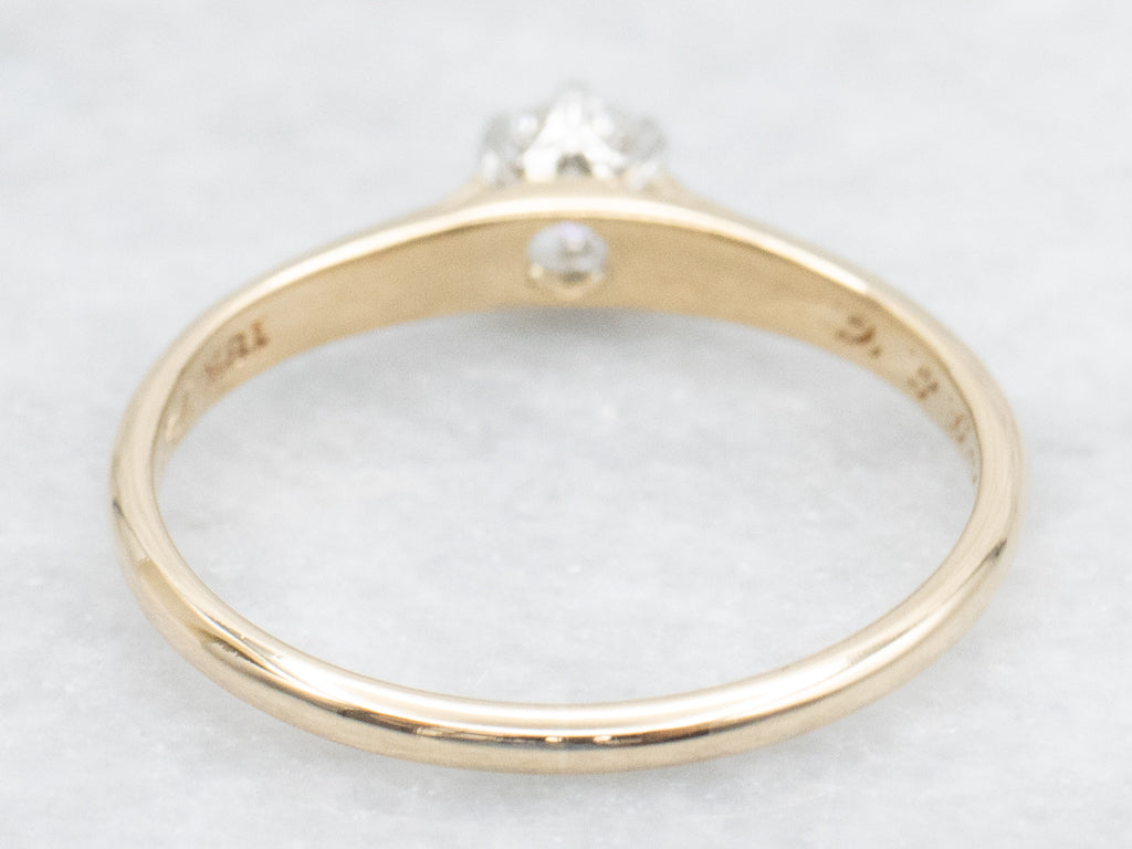 Antique 1909 Old Mine Cut Diamond Gold Engagement Ring
