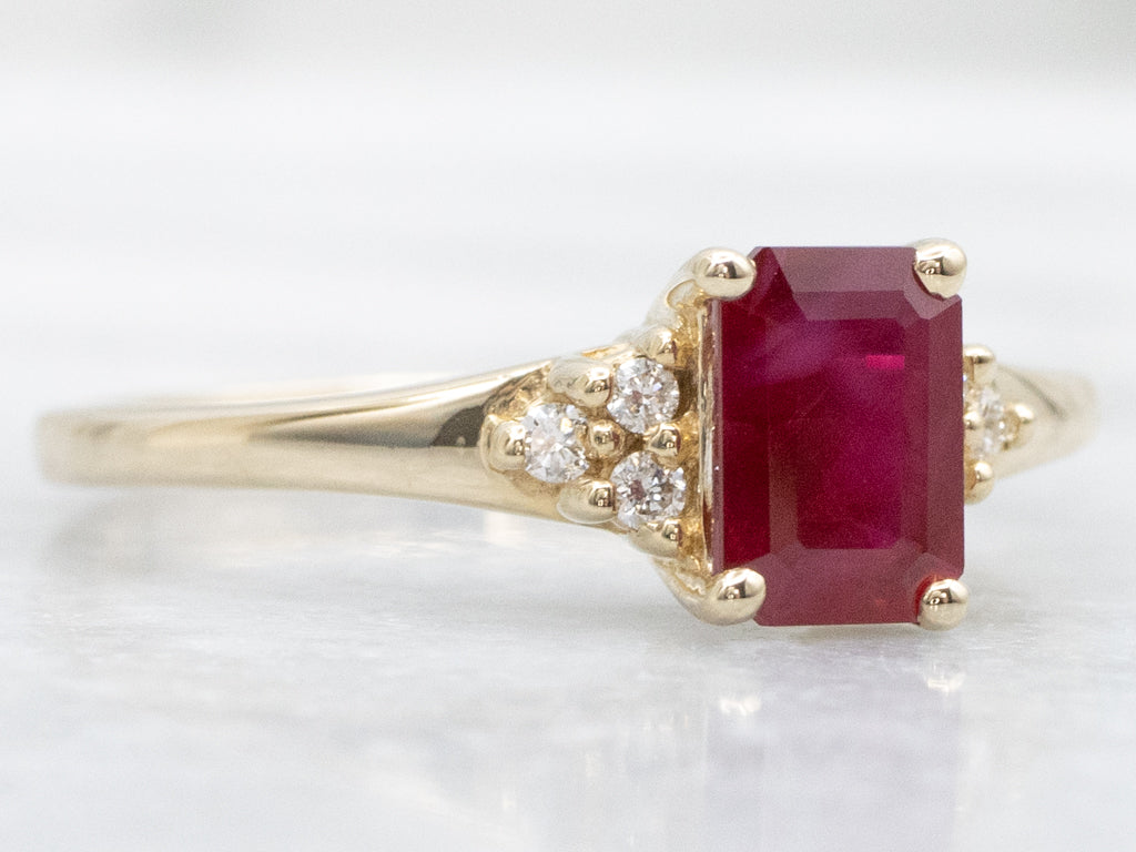 Classic Ruby and Diamond Yellow Gold Ring