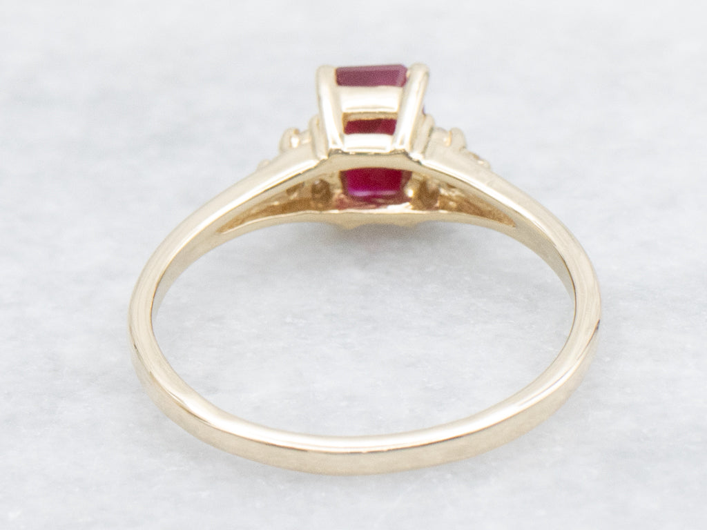 Classic Ruby and Diamond Yellow Gold Ring