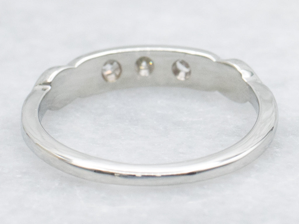 Vintage Three-Stone Diamond White Gold Band
