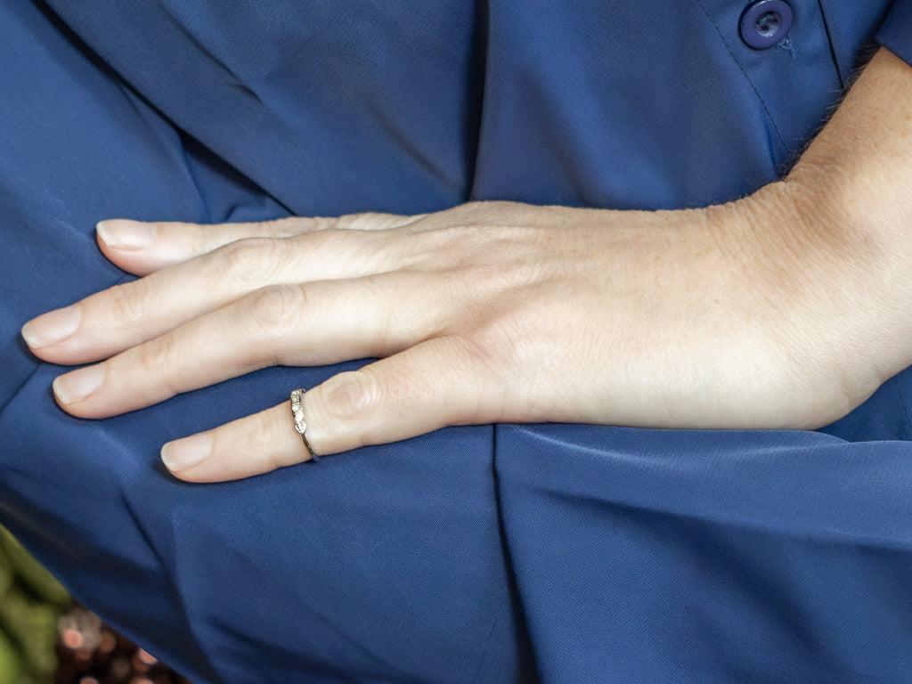 Vintage Three-Stone Diamond White Gold Band