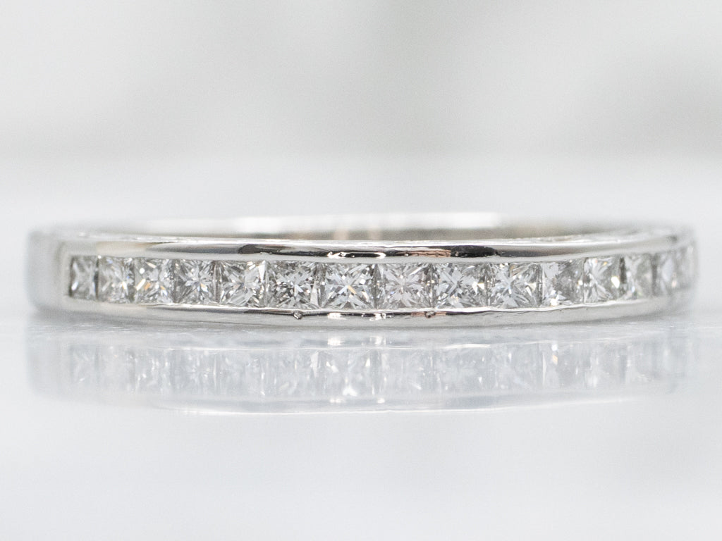 Square-Cut Diamond and Platinum Tacori Band