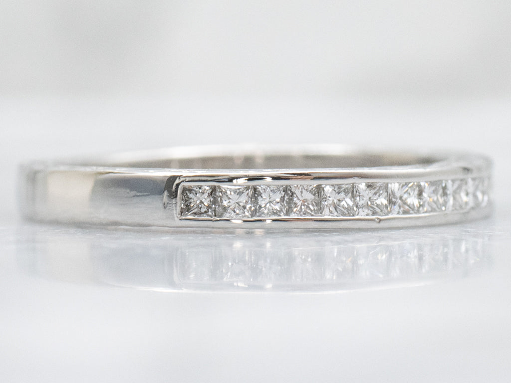 Square-Cut Diamond and Platinum Tacori Band