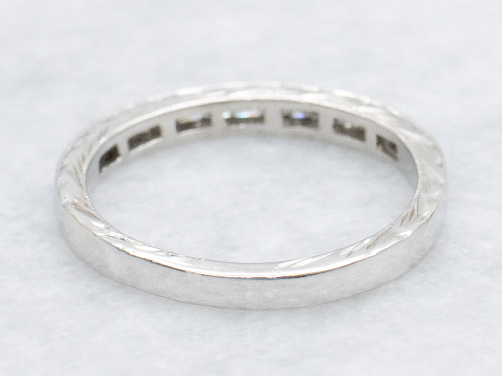 Square-Cut Diamond and Platinum Tacori Band